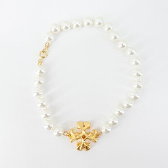 Tory Burch Jewelry - Tory Burch Roxanne Pearl Necklace Gold/ Ivory OS